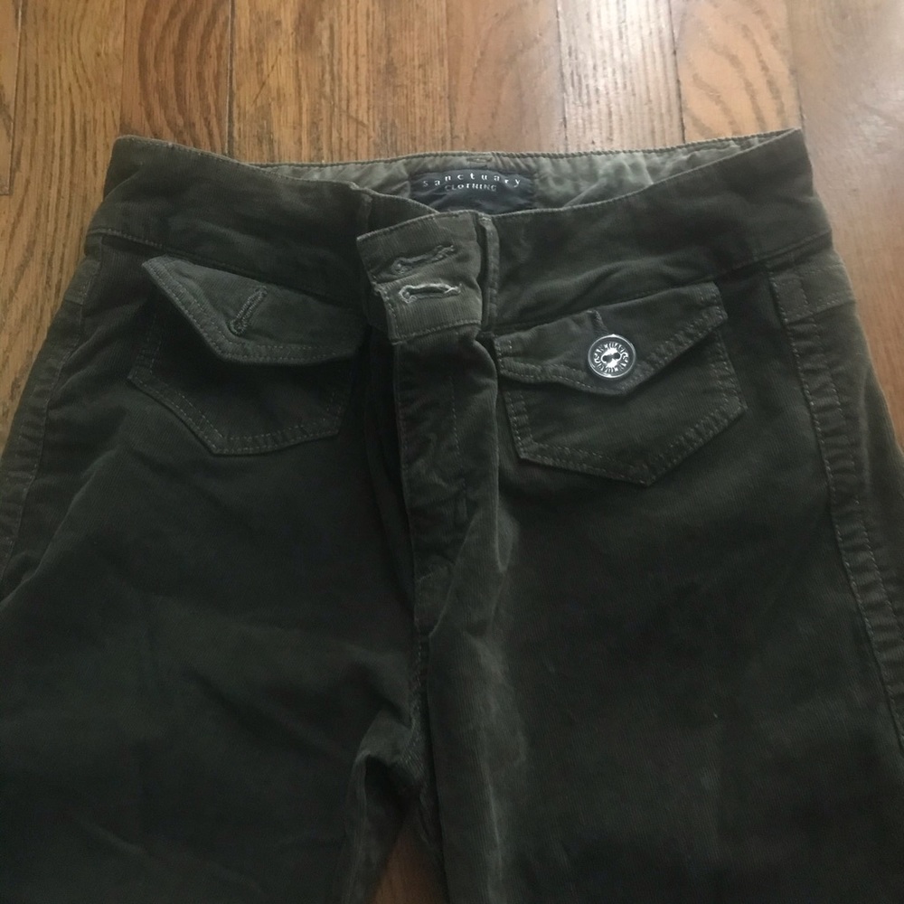 Vintage dark green cord flare pants.